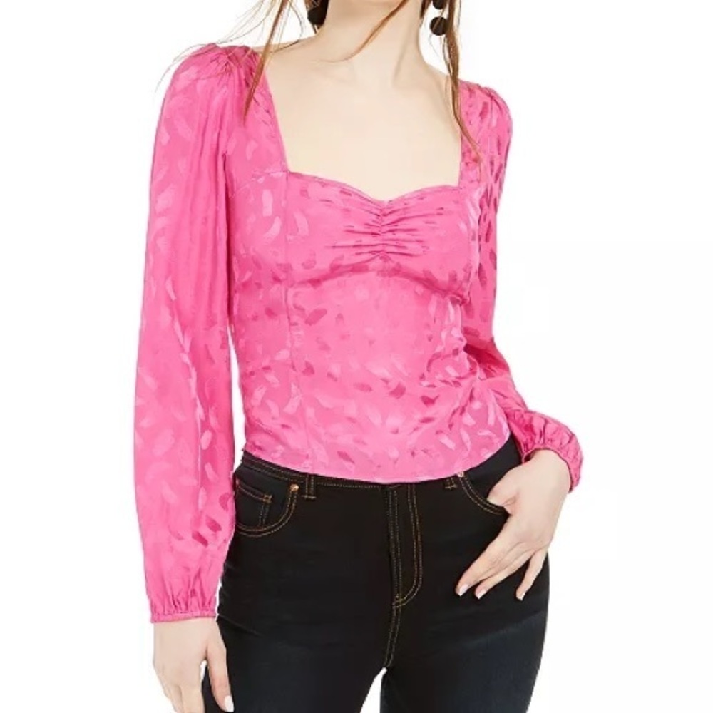 Leyden Pink Ruched Long Sleeve Blouse